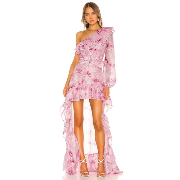 ATOIR Whirlwind Dress XS/2 Asymmetric One Shoulder Ruffled Belted High Low Peony - Picture 1 of 11